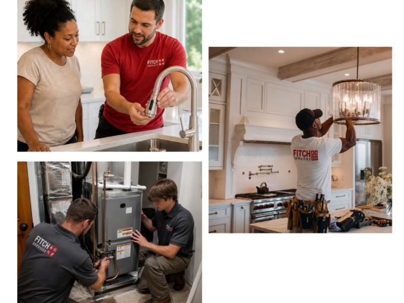 Sampling of services by popular Charlottesville HVAC, Plumbing and Electrical business, Fitch Services.